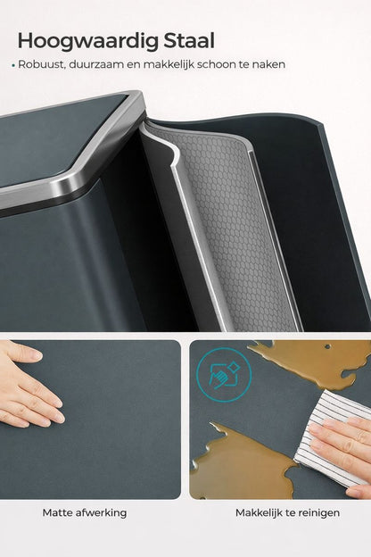 Signature Home Prullenbak Metaal 30 Liter – Duurzame Afvalbak voor Keuken en Kantoor