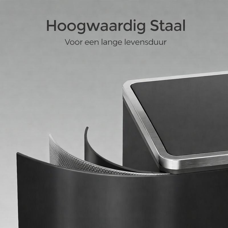 Signature Home Afvalbak 2 x 30 Liter – Dubbele Prullenbak met 2 Compartimenten voor Afvalscheiding