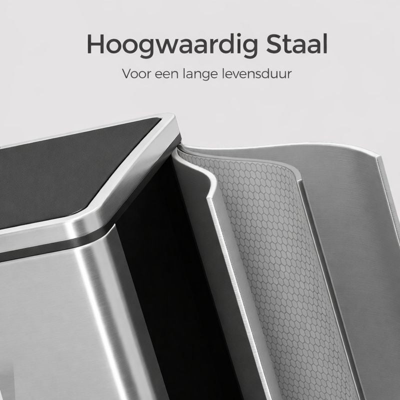 Signature Home Dubbele afvalbak 2 × 30 liter met 2 compartimenten – Geschikt voor keuken