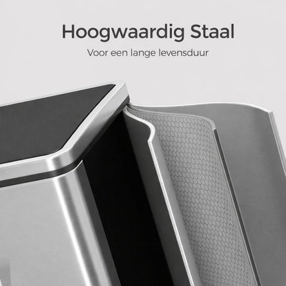 Signature Home Dubbele afvalbak 2 × 30 liter met 2 compartimenten – Geschikt voor keuken