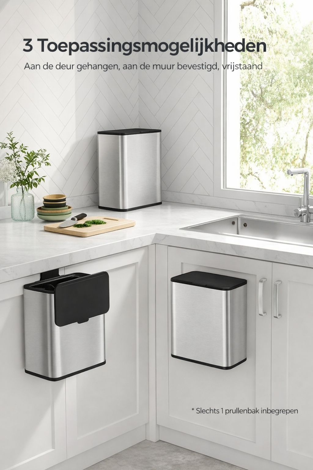 Signature Home Stalen GFT Afvalbak met Deksel – Hygiënische Oplossing voor Organisch Afval-Compact en Geurremmend