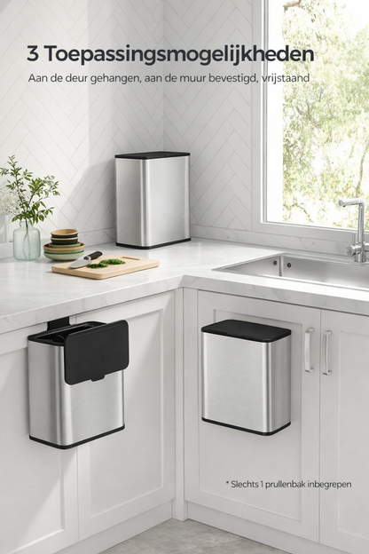 Signature Home Stalen GFT Afvalbak met Deksel – Hygiënische Oplossing voor Organisch Afval-Compact en Geurremmend