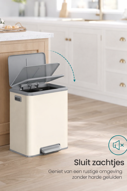 Signature Home Afvalscheidingsprullenbak met 2 Compartimenten – Recycling & Restafval, Zandbeige