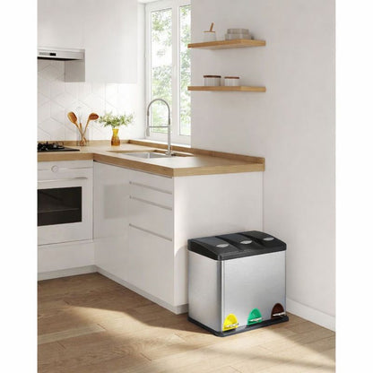 Signature Home Afvalscheider 24L met 3 Compartimenten – 3 × 8 Liter Afvalbak voor Afvalscheiding – Keuken Prullenbak