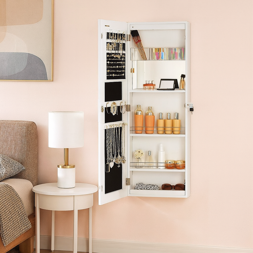 York Slanke Sieradekast met Frameloze Spiegel – Organizer voor Kleine Ruimtes