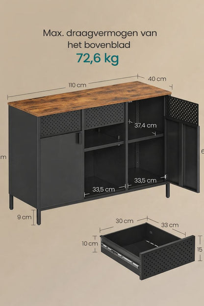Metalen kast met in hoogte verstelbare legplanken en magneetsluiting-Stalen opbergkast