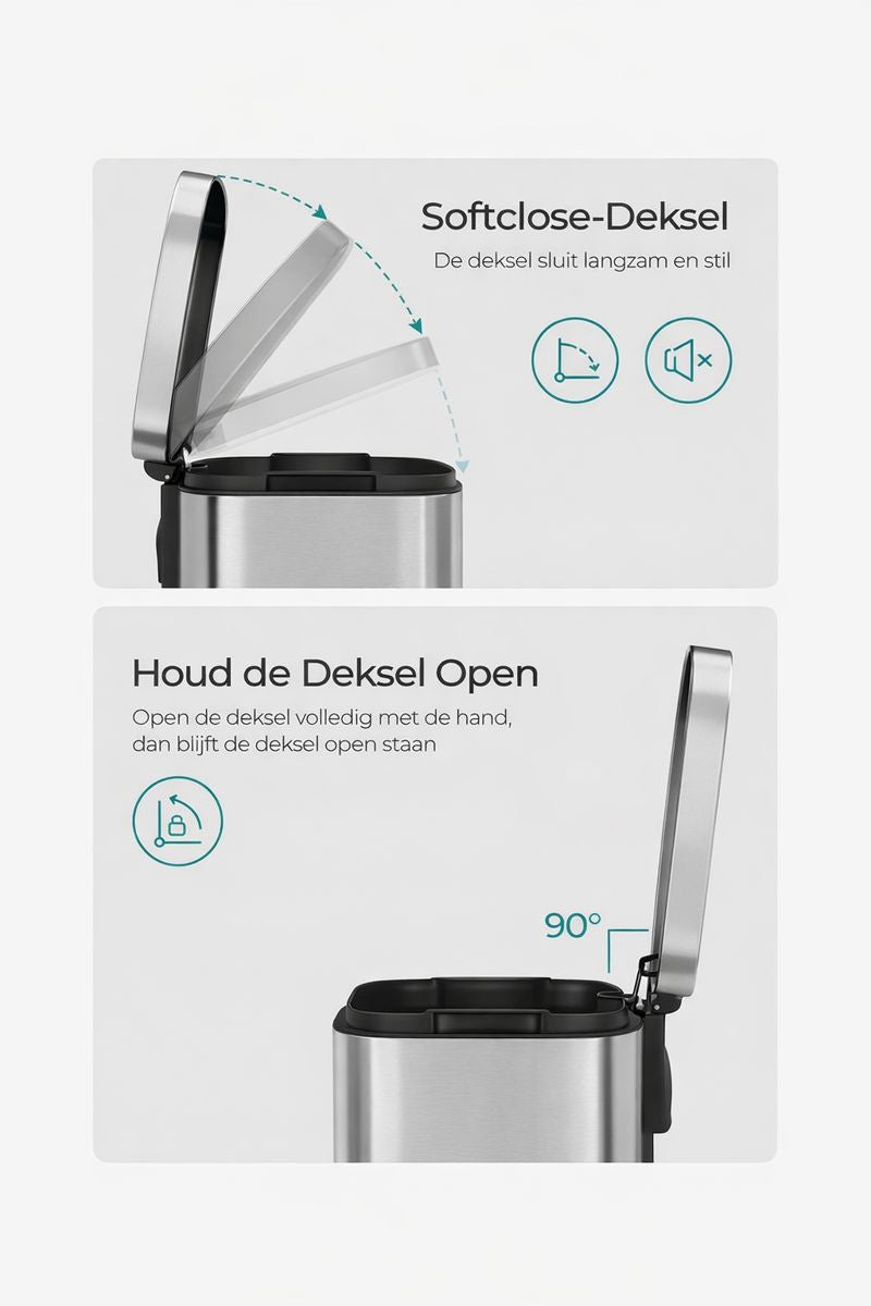 Signature Home Prullenbak RVS 30 Liter – Roestvrijstalen Afvalbak voor Keuken en Kantoor