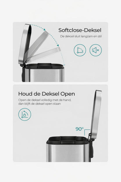 Signature Home Prullenbak RVS 30 Liter – Roestvrijstalen Afvalbak voor Keuken en Kantoor