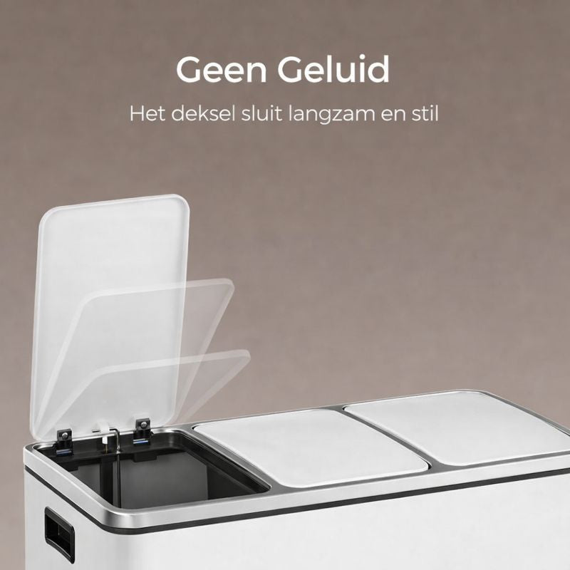 Signature Home Keuken Prullenbak 3 x 18 Liter – 3-Vaks Afvalscheidingsprullenbak met Softclose Deksels