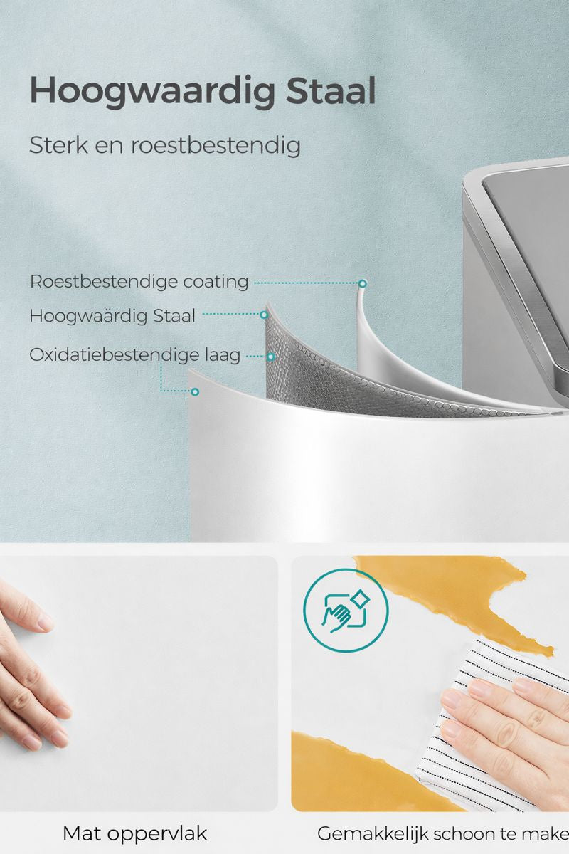 Signature Home Pedaalemmer voor Afvalscheiding met 2 Vakken – Dubbele Vuilnisbak met Deksel, Soft-Close, Geschikt voor Keuken