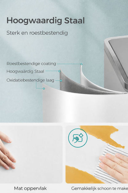 Signature Home Pedaalemmer voor Afvalscheiding met 2 Vakken – Dubbele Vuilnisbak met Deksel, Soft-Close, Geschikt voor Keuken