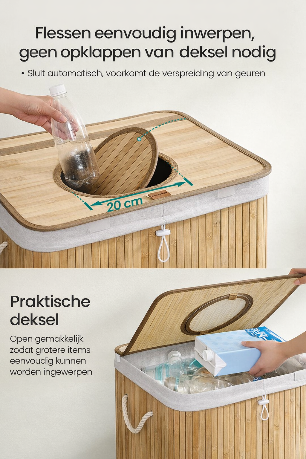 Signature Home Statiegeldfles Verzamelcontainer 120L – Met Inwerpopening en Afsluitdeksel