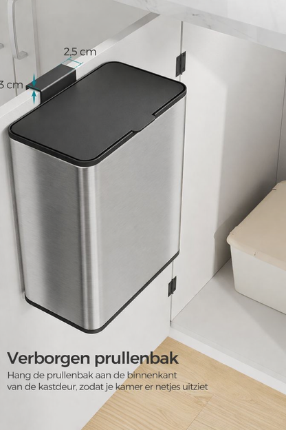Signature Home Stalen GFT Afvalbak met Deksel – Hygiënische Oplossing voor Organisch Afval-Compact en Geurremmend