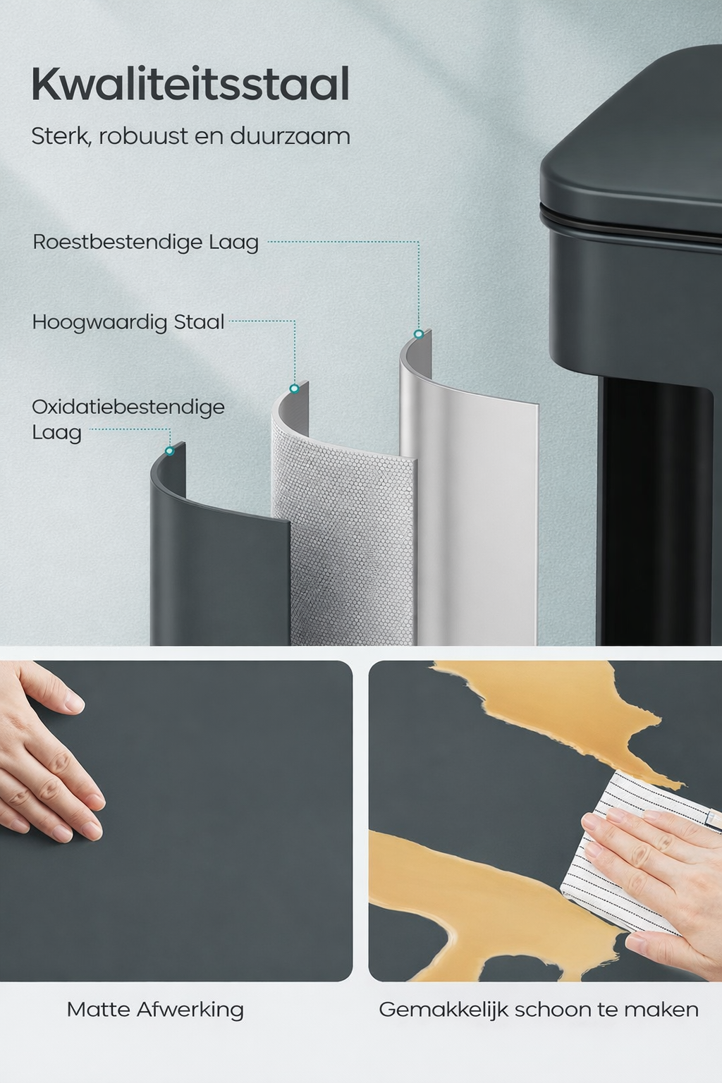 Signature Home Keuken Prullenbak met Deksel 40 Liter – Pedaalemmer van Staal, Antracietgrijs