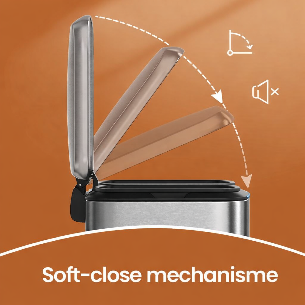 Signature Home Dubbele afvalemmer 2×20L – Metalen afvalbak met 2 compartimenten voor afvalscheiding