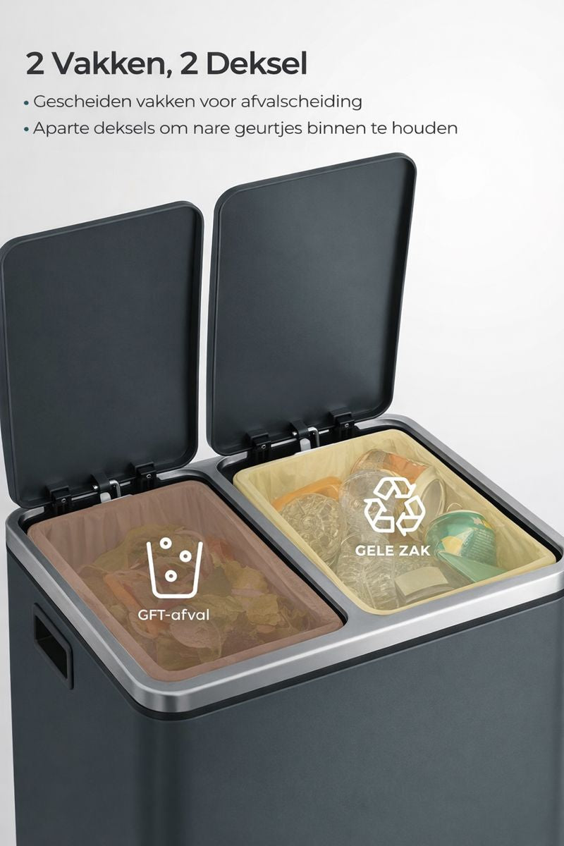 Signature Home Prullenbak Metaal 30 Liter – Duurzame Afvalbak voor Keuken en Kantoor