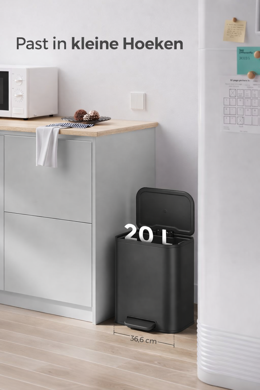 Signature Home 20L Prullenbak met Deksel – Ink Zwart – Compacte Afvalbak voor Keuken en Badkamer