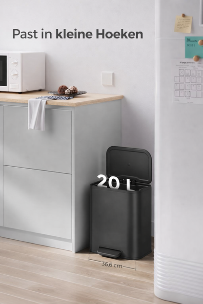 Signature Home 20L Prullenbak met Deksel – Ink Zwart – Compacte Afvalbak voor Keuken en Badkamer