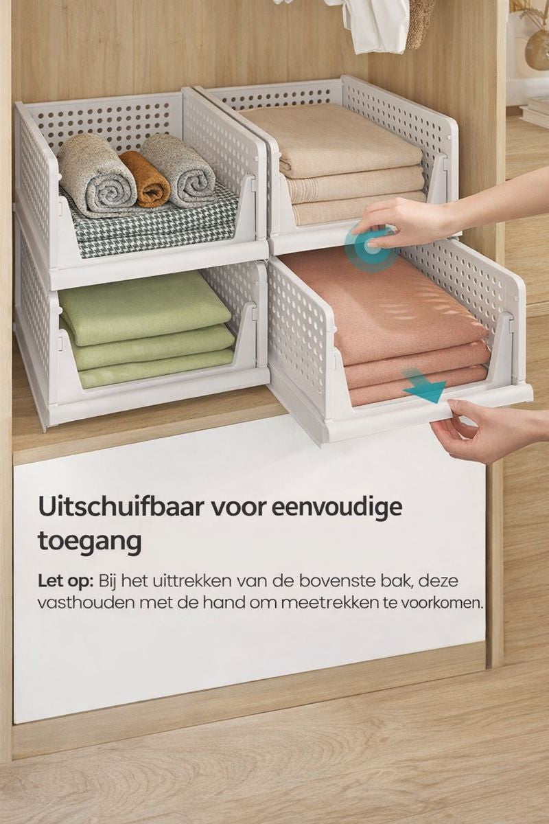 Stapelbare kledingkast organizer wit – modulaire en ruimtebesparende closet organizer voor kledingkast