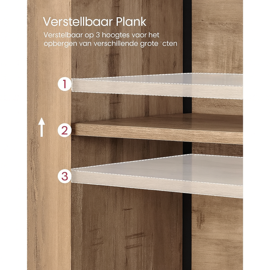 Keukenkast Eiken Bruin-Zwart met Verstelbare Legplanken voor Optimale Opbergruimte|Moderne Keukenkast met Verstelbare Planken