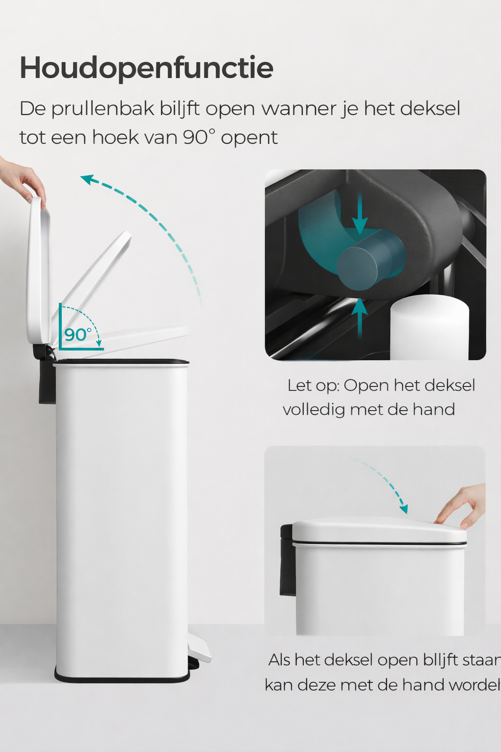 Signature Home Witte Pedaalemmer 40 Liter – Keuken Prullenbak met Softclose Deksel|Moderne Keuken Prullenbak