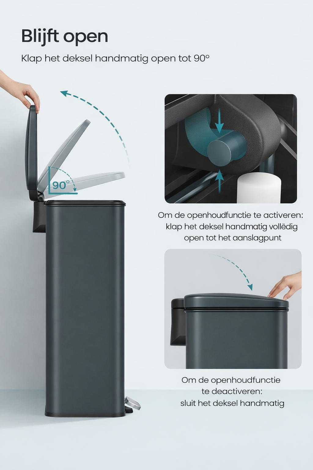 Signature Home Keuken Prullenbak met Deksel 40 Liter – Pedaalemmer van Staal, Antracietgrijs