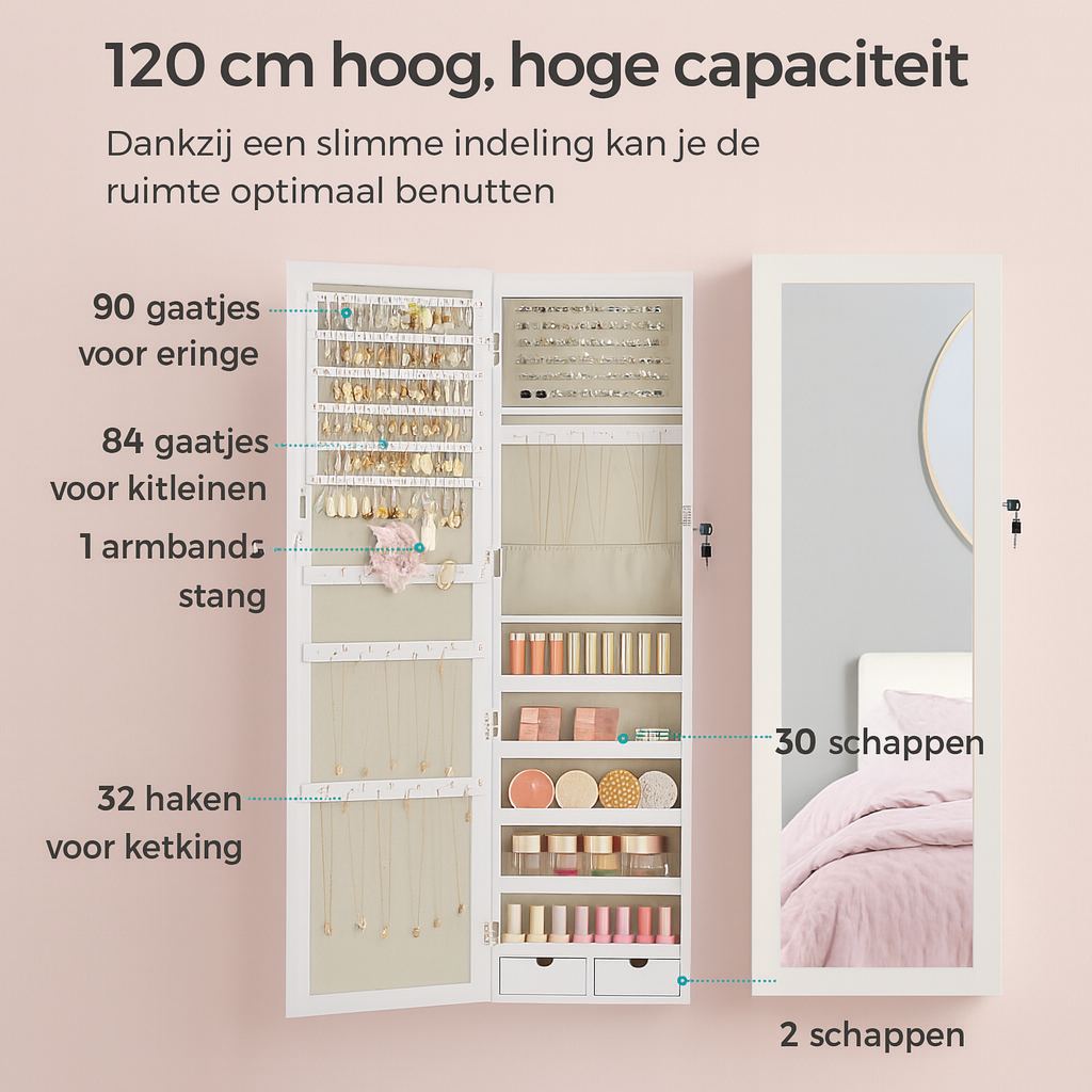 Camden Wandhangende Sieradenkast – Organizer voor Juwelen en Accessoires