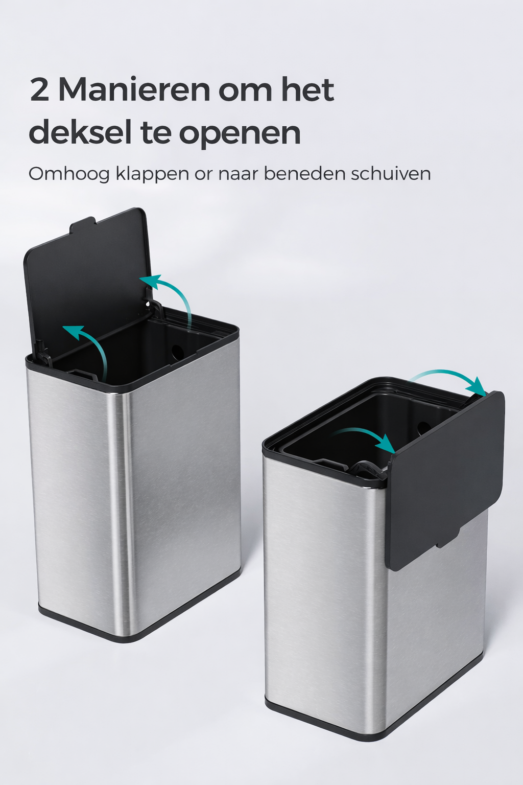 Signature Home Stalen GFT Afvalbak met Deksel – Hygiënische Oplossing voor Organisch Afval-Compact en Geurremmend