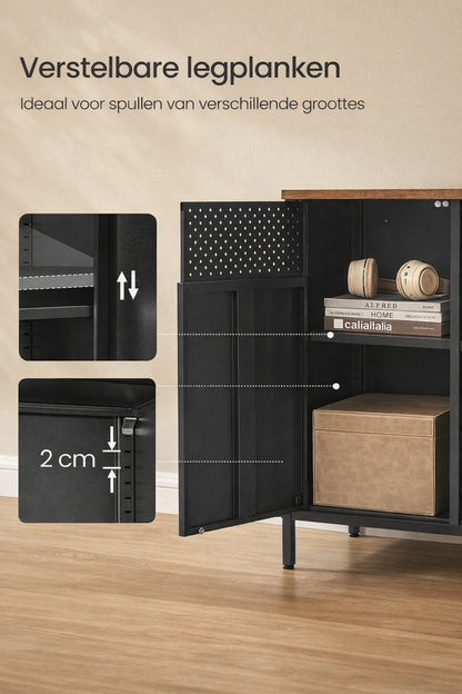 Metalen kast met in hoogte verstelbare legplanken en magneetsluiting-Stalen opbergkast