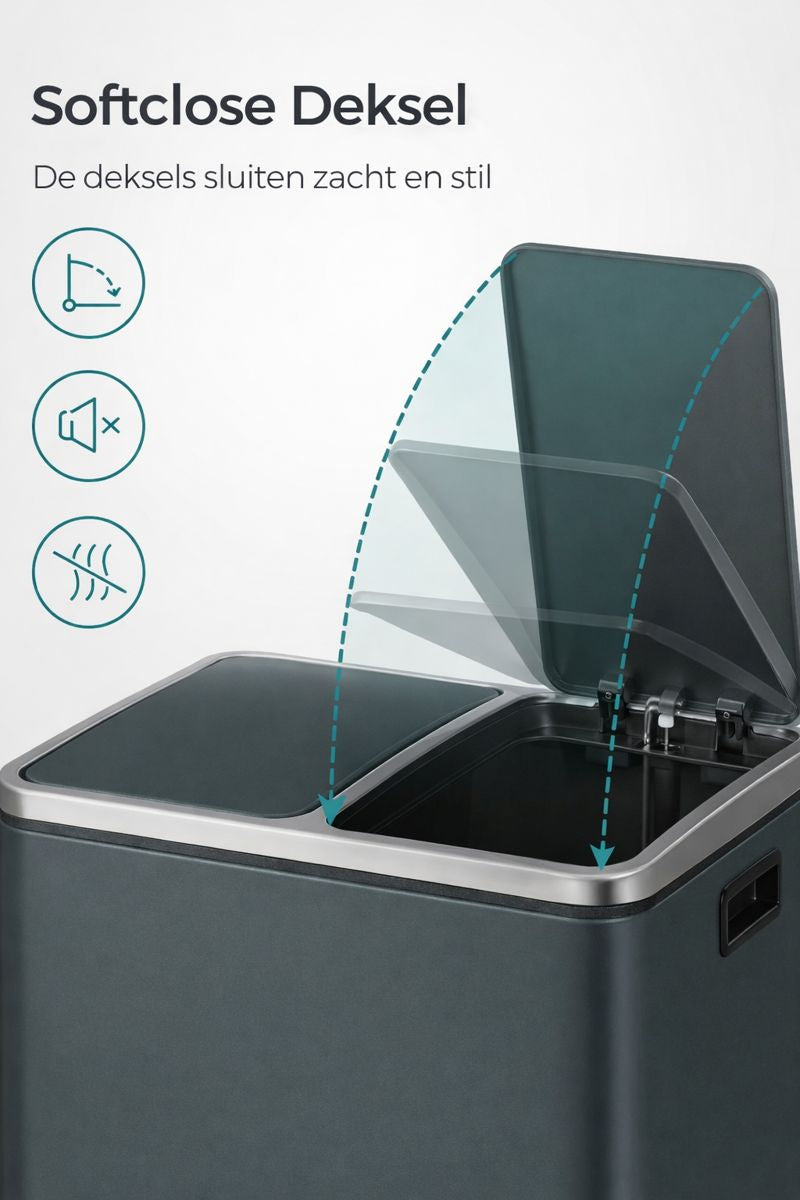 Signature Home Prullenbak Metaal 30 Liter – Duurzame Afvalbak voor Keuken en Kantoor