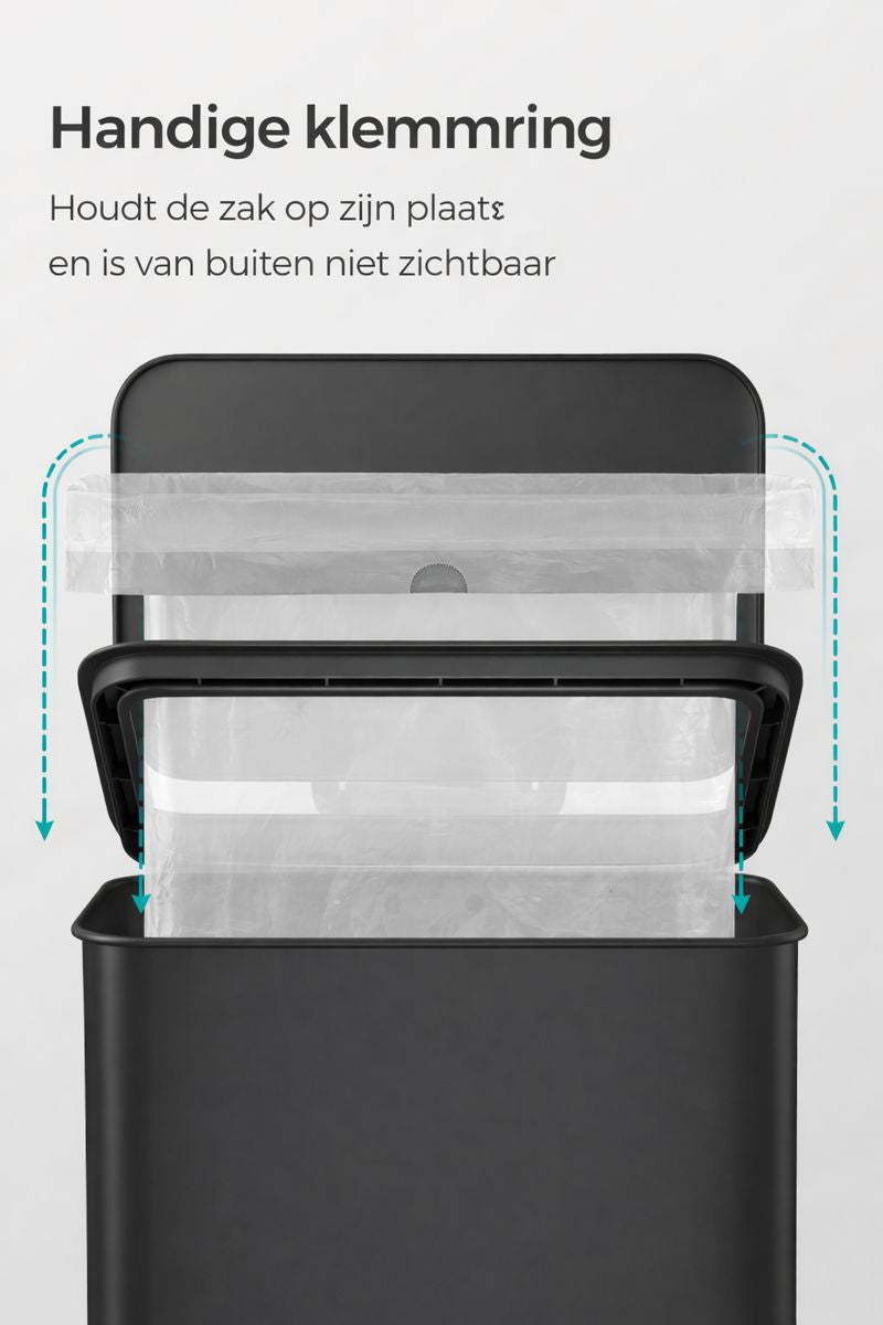 Signature Home Zwarte Pedaalemmer 40 Liter – Keuken Prullenbak met Softclose Deksel