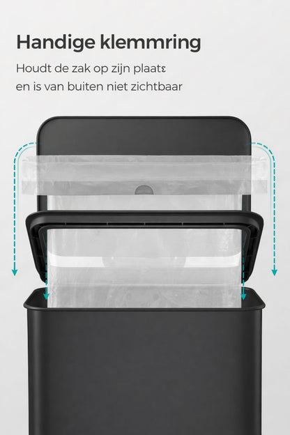 Signature Home Zwarte Pedaalemmer 40 Liter – Keuken Prullenbak met Softclose Deksel