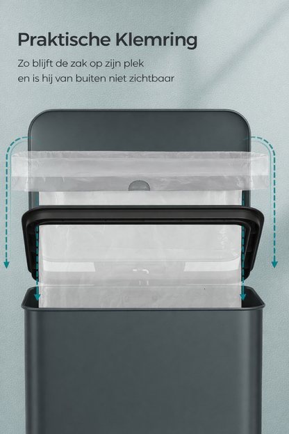 Signature Home Keuken Prullenbak met Deksel 40 Liter – Pedaalemmer van Staal, Antracietgrijs
