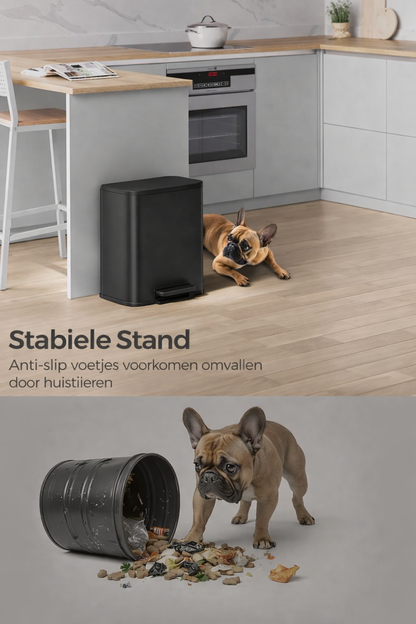 Signature Home 20L Prullenbak met Deksel – Ink Zwart – Compacte Afvalbak voor Keuken en Badkamer
