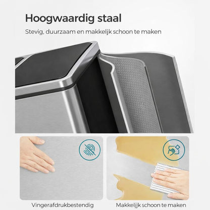 Signature Home Pedaalemmer 54 Liter (3 x 18 L) – Afvalscheidingsbak met 3 Compartimenten, Softclose Deksel en Binnenemmers