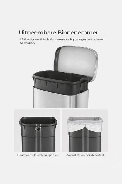 Signature Home Prullenbak RVS 30 Liter – Roestvrijstalen Afvalbak voor Keuken en Kantoor