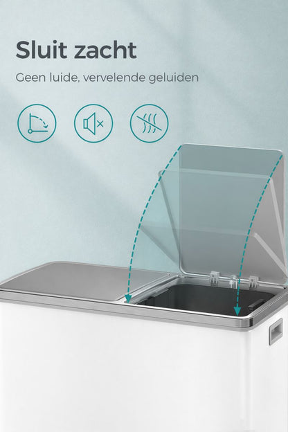 Signature Home Pedaalemmer voor Afvalscheiding met 2 Vakken – Dubbele Vuilnisbak met Deksel, Soft-Close, Geschikt voor Keuken
