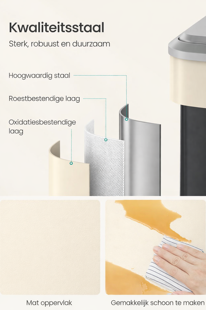 Signature Home Afvalscheidingsprullenbak met 2 Compartimenten – Recycling & Restafval, Zandbeige