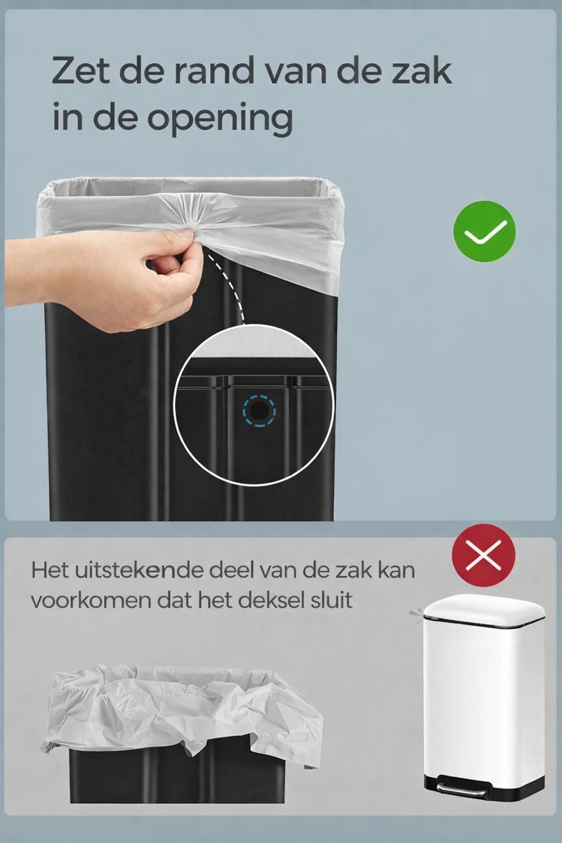 Signature Home Witte Prullenbak 30 Liter – Keuken Afvalemmer met Pedaal en Deksel|Moderne Prullenbak voor Keuken, Badkamer of Kantoor