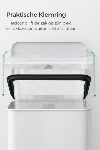 Signature Home Witte Pedaalemmer 40 Liter – Keuken Prullenbak met Softclose Deksel|Moderne Keuken Prullenbak