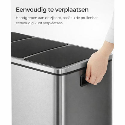 Signature Home Pedaalemmer 54 Liter (3 x 18 L) – Afvalscheidingsbak met 3 Compartimenten, Softclose Deksel en Binnenemmers