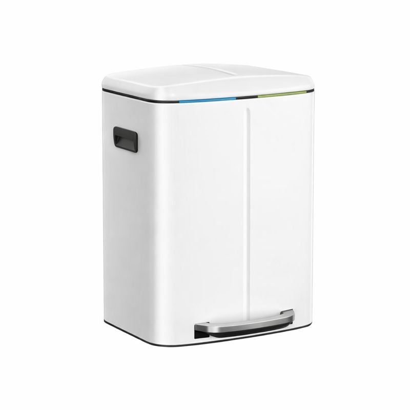 Signature Home Prullenbak 40 Liter (2 x 20L) – Witte 2-Vaks Afvalscheidingsprullenbak met Softclose