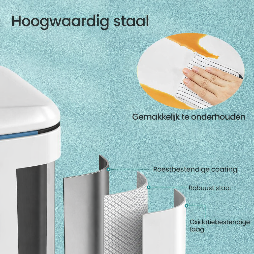 Signature Home Metalen afvalbak 2×20L – Dubbel afvalscheidingssysteem met 2 compartimenten