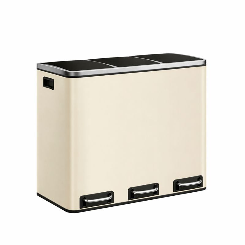 Signature Home Afvalscheidingssysteem 54 Liter (3 × 18 L) met 3 Deksel – Afvalemmer voor Recycling – Zandbeige