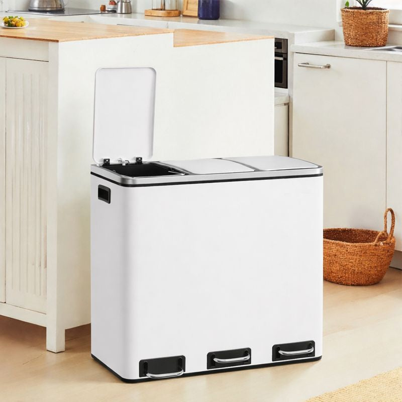 Signature Home Keuken Prullenbak 3 x 18 Liter – 3-Vaks Afvalscheidingsprullenbak met Softclose Deksels