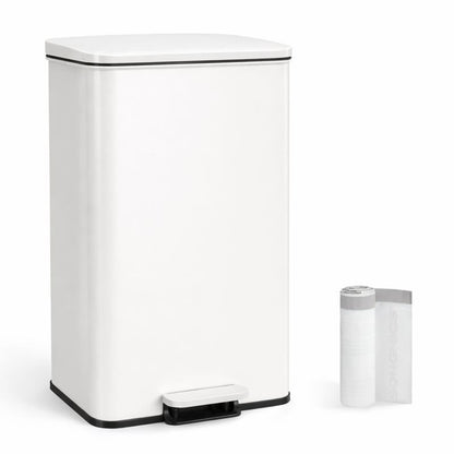 Signature Home Witte Pedaalemmer 40 Liter – Keuken Prullenbak met Softclose Deksel|Moderne Keuken Prullenbak
