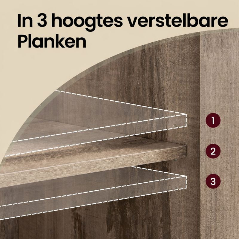 Sideboard met Glazen Deuren in Camelbruin en Inktzwart – Moderne Opbergkast voor Woonkamer en Eetkamer