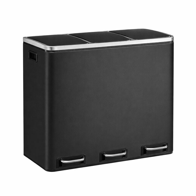 Signature Home Prullenbak met 3 Compartimenten – Afvalbak voor Afvalscheiding – 3-Vaks Vuilnisbak voor Keuken, Kantoor of Thuis – Recycling Prullenbak