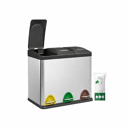 Signature Home Afvalscheider 24L met 3 Compartimenten – 3 × 8 Liter Afvalbak voor Afvalscheiding – Keuken Prullenbak