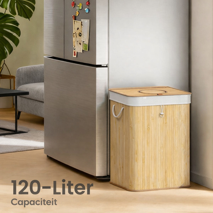Signature Home Bamboe Statiegeld Flessenbak 95 Liter – Verzamelcontainer met Deksel